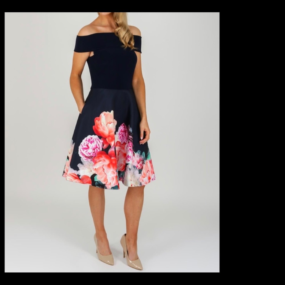 Joseph Ribkoff Dress Bardot Neckline cdn size 18.
